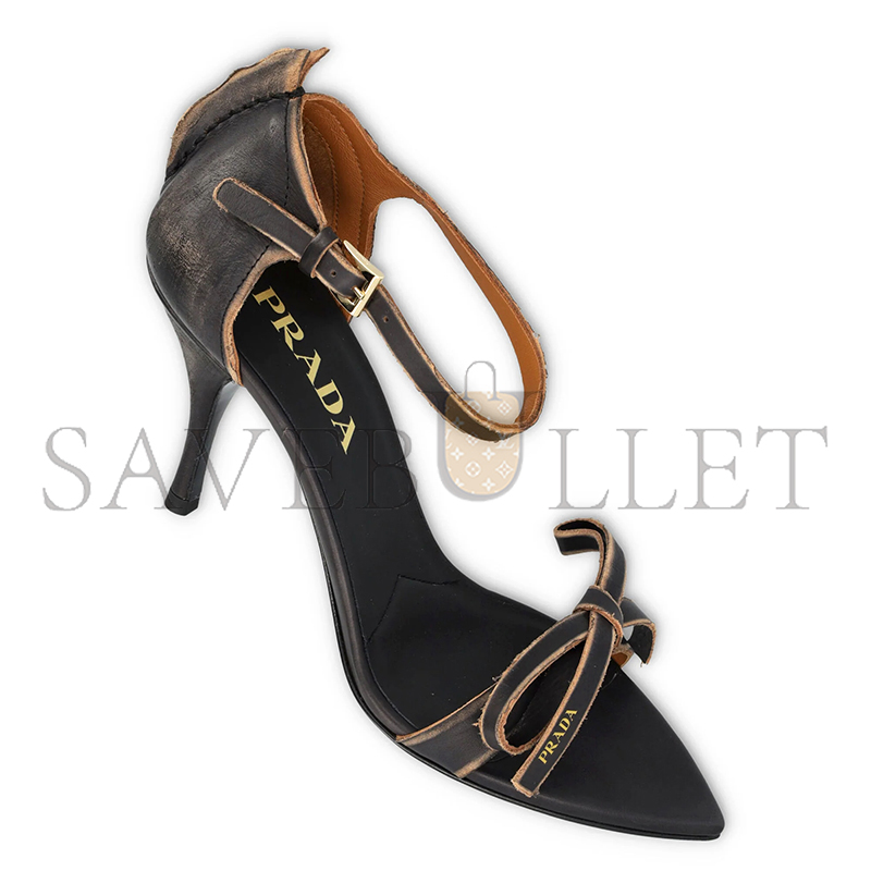 PRADA LEATHER BOW SANDALS WITH POINTED TOE 1X196O